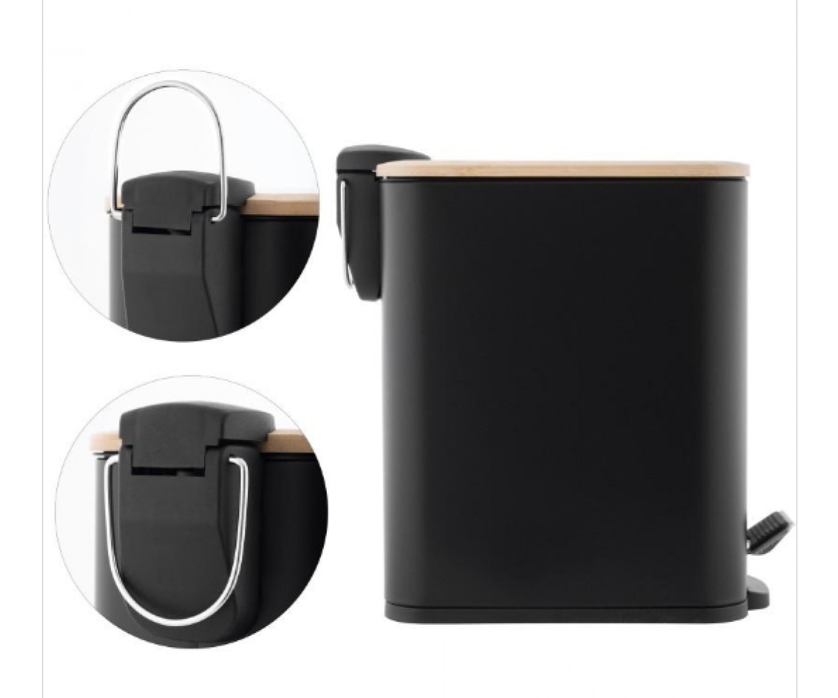 Корзина для мусора YOKA MOBY BLACK BAMBOO 5л. для ванной комнаты  CH.MOBY-5-BLK:Фото 2