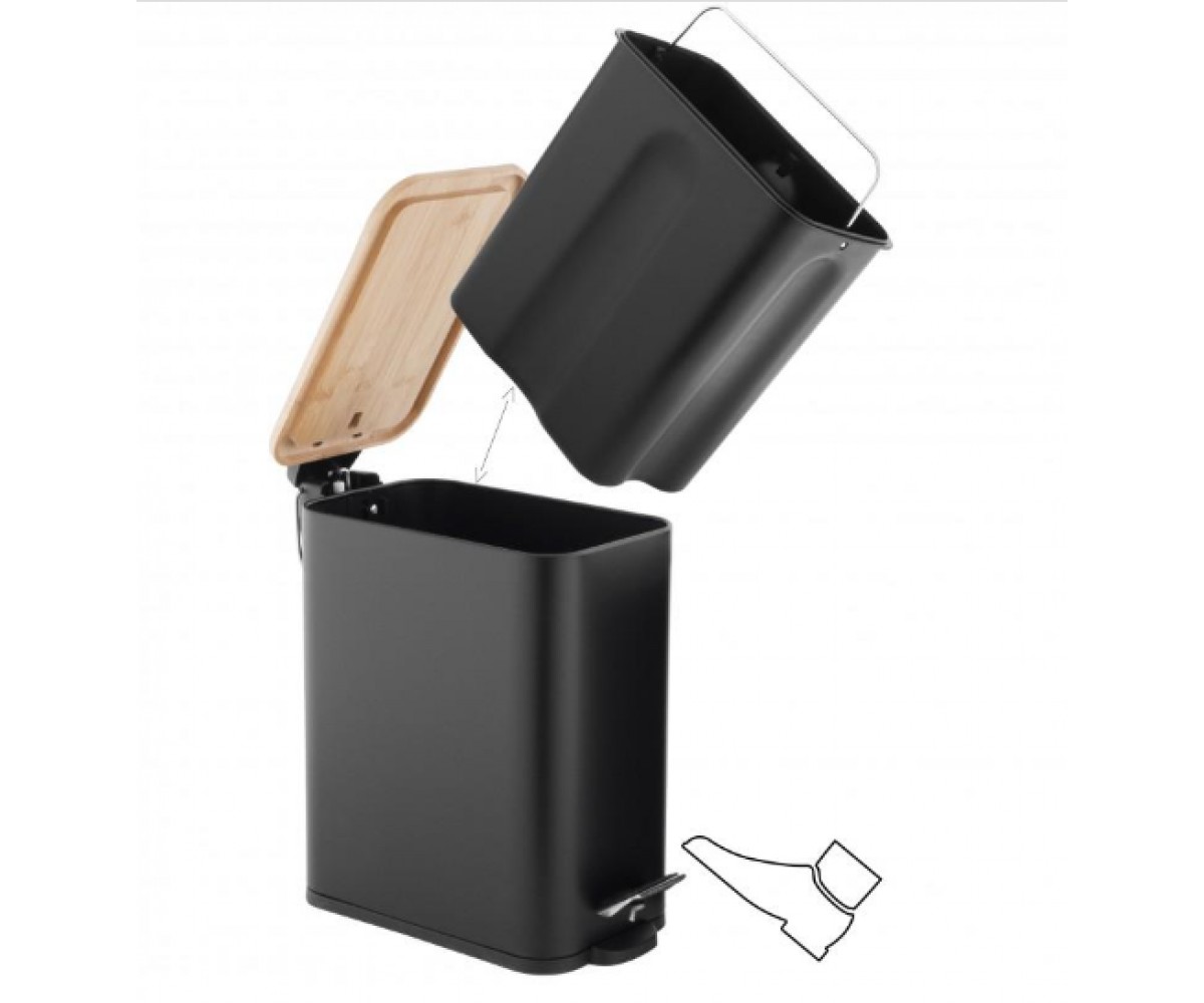 Корзина для мусора YOKA MOBY BLACK BAMBOO 5л. для ванной комнаты  CH.MOBY-5-BLK:Фото 6