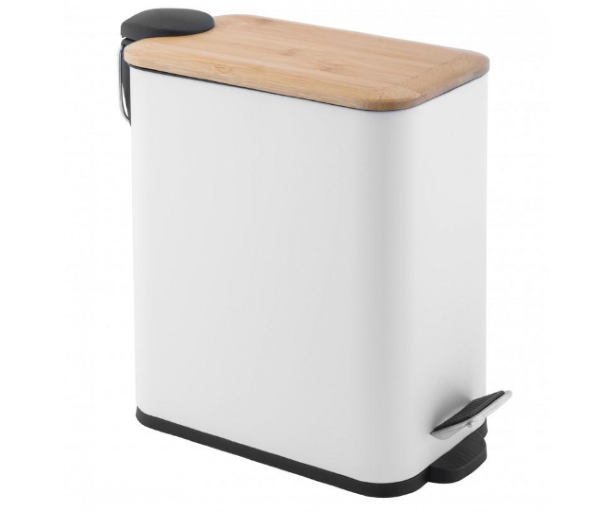 Корзина для мусора YOKA MOBY WHITE BAMBOO 5л. для ванной комнаты YOKA  CH.MOBY-5-WHT CH.MOBY-5-WHT