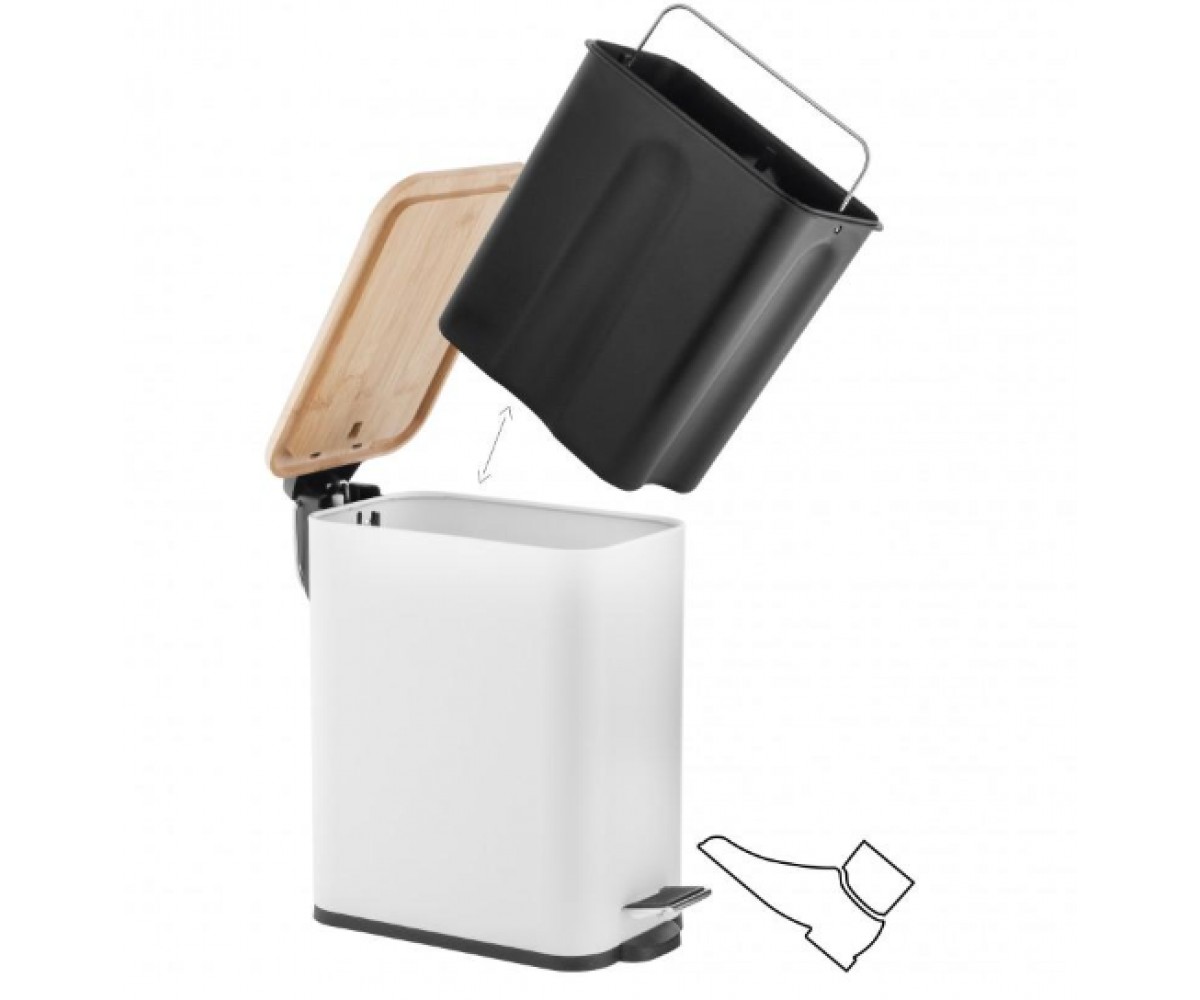 Корзина для мусора YOKA MOBY WHITE BAMBOO 5л. для ванной комнаты  CH.MOBY-5-WHT:Фото 2