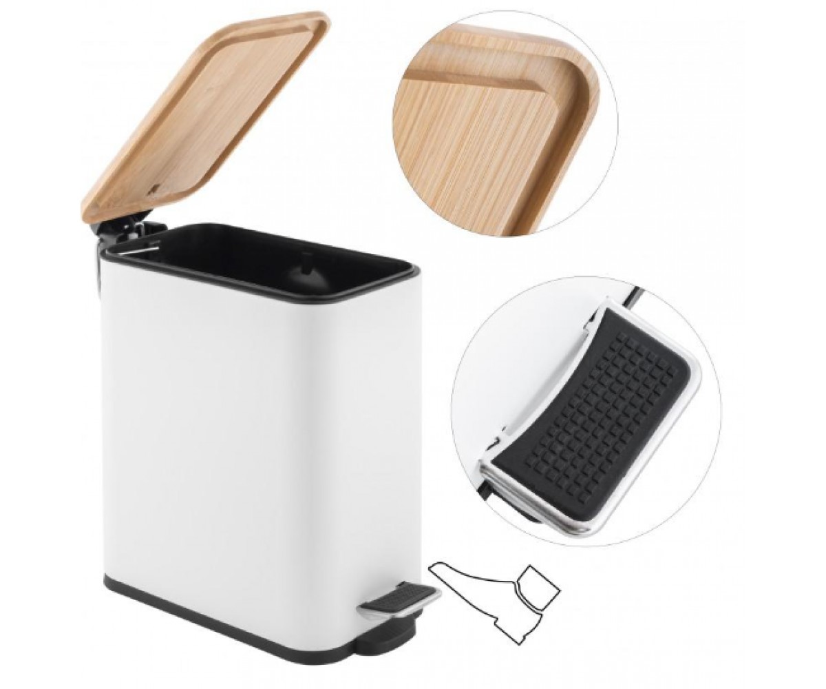 Корзина для мусора YOKA MOBY WHITE BAMBOO 5л. для ванной комнаты  CH.MOBY-5-WHT:Фото 4