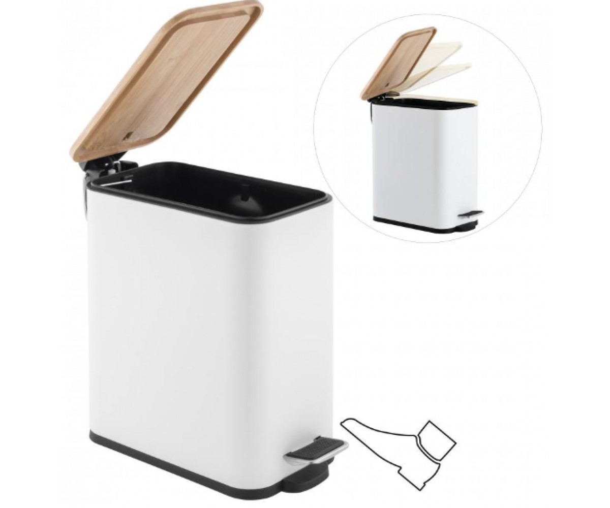 Корзина для мусора YOKA MOBY WHITE BAMBOO 5л. для ванной комнаты  CH.MOBY-5-WHT:Фото 6