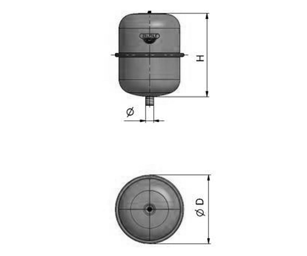Гидроаккумулятор с мембраной sbr  CAL-PRO 1300002400:Чертеж 