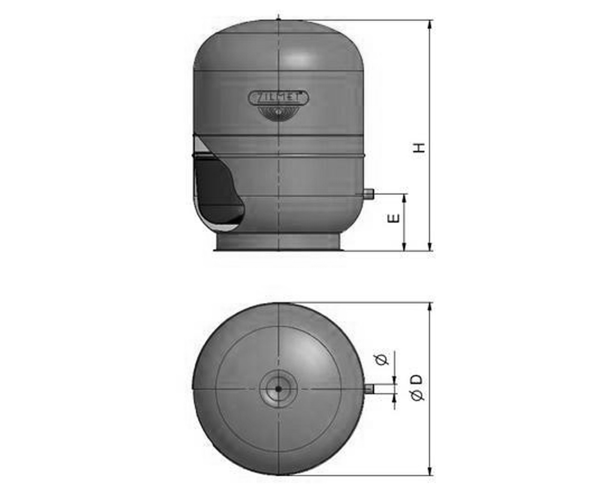 Гидроаккумулятор для систем водоснабжения  CAL-PRO 1300025000 300L 1105MM:Чертеж 