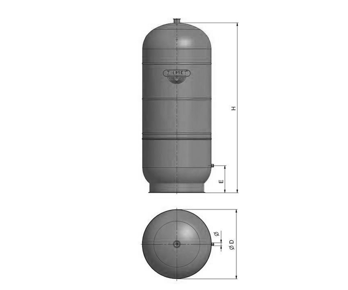 Гидроаккумулятор для систем водоснабжения  CAL-PRO 1300060000 800L 1855MM:Чертеж 
