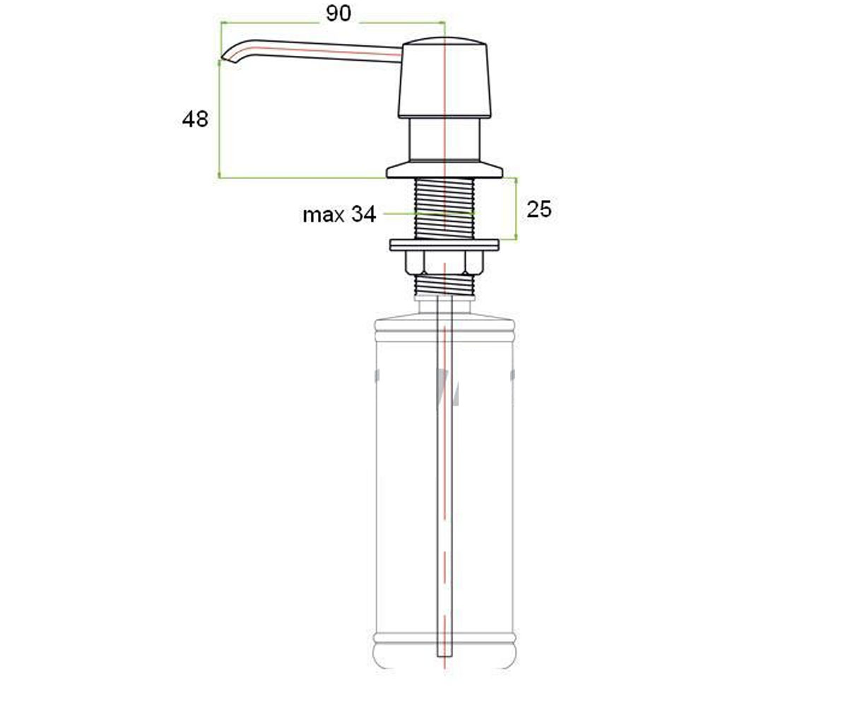 Дозатор для моющих  ZR20 BR PVD:Чертеж 